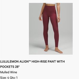 lululemon align leggings with pockets, brand new